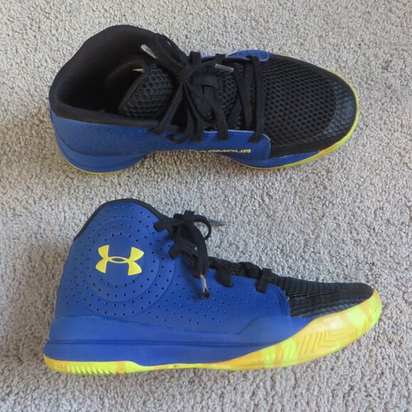 Under Armour Youth Boy Size 4 Jet 2019 Blue Basketball Sneaker/Shoes 3022121-404 - Picture 1 of 9